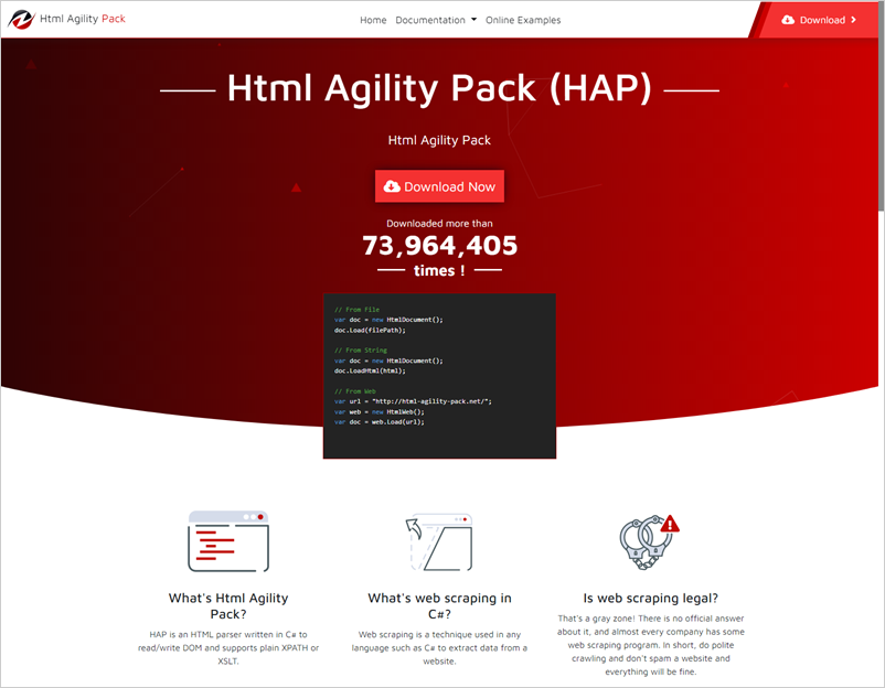 Html Agility Pack website screenshot