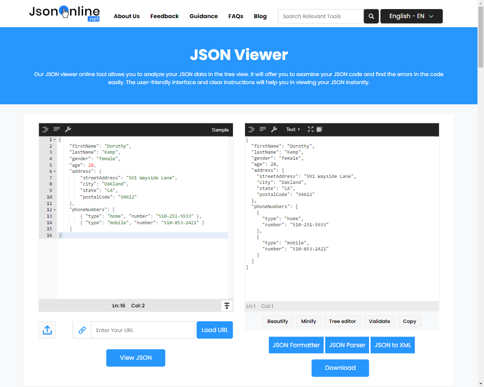 JSON Viewer - Free Tool to View and Edit JSON Code Online - snippset