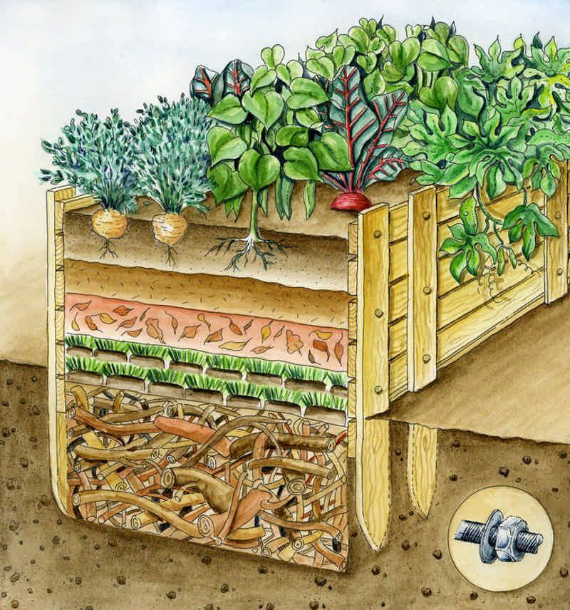 Filling the raised bed - These layers increase the harvest success - THE HOUSE